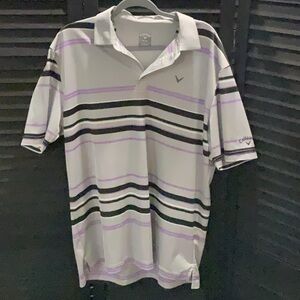 Callaway Black and Purple Polo Shirt with Stripes